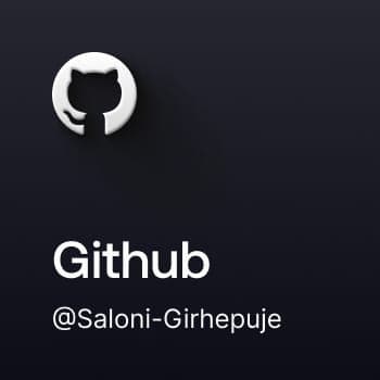 GitHub tile - GitHub Octocat mark on a dark slate card, handle @Saloni-Girhepuje