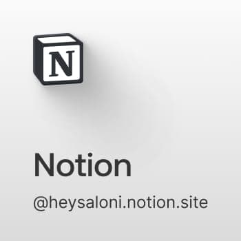 Notion tile - Notion "N" cube mark on a light card, handle @heysaloni.notion.site